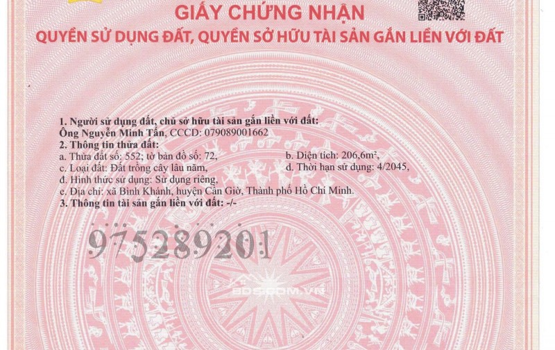LÔ ĐẤT ĐẸP SỔ HỒNG RIÊNG TRUNG TÂM XÃ BÌNH KHÁNH,HCM