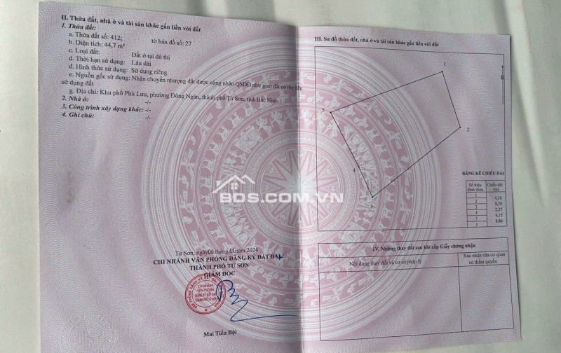 Cần Tiền Mua Nhà Ở Chính Chủ Bán Gấp Nhà 44,7m2 Tại KP. Phù Lưu, P. Đông Ngàn, TP. Từ Sơn, Bắc Ninh