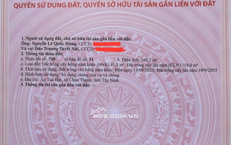Kẹt Tiền Xây Nhà Chính Chủ Bán Gấp 160m2 Đất Tại Ấp Tua Hai, Huyện Châu Thành, Tỉnh Tây Ninh