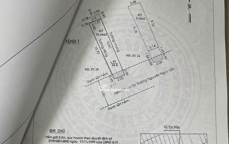 Bán nhà 1 trệt 1 lầu 37/26 Nguyễn Ngọc Lộc , P14 Q10