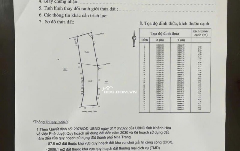 đất mặt tiền đường Phong Châu