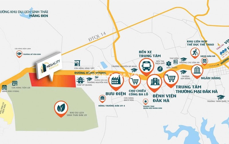 [Chính Chủ] Cần bán 2 lô góc liền kề Megacity, 2 mặt tiền đường QL14, full thổ cư - Thôn 3, Đăk Ma, Đăk Hà, Kon Tum.