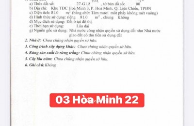 Lô Đất HÒA MINH 22 - Sát trục NGUYỄN SINH SẮC - Gần biển