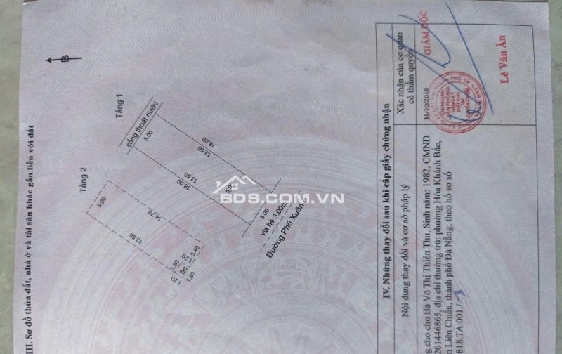 Nhà 2 tầng 2 mê đúc kiên cố mặt tiền PHÚ XUÂN 5, Liên Chiểu Đà Nẵng