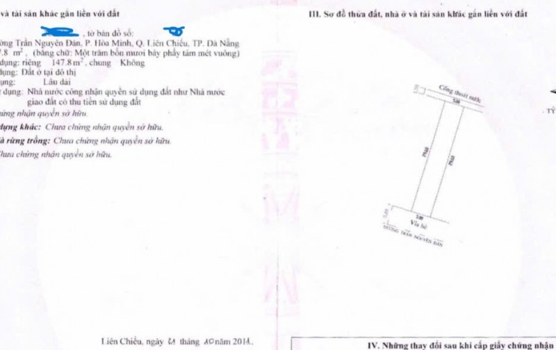 Bán Biệt thự 2 tầng đường Trần Nguyên Đán - DT 296m2
