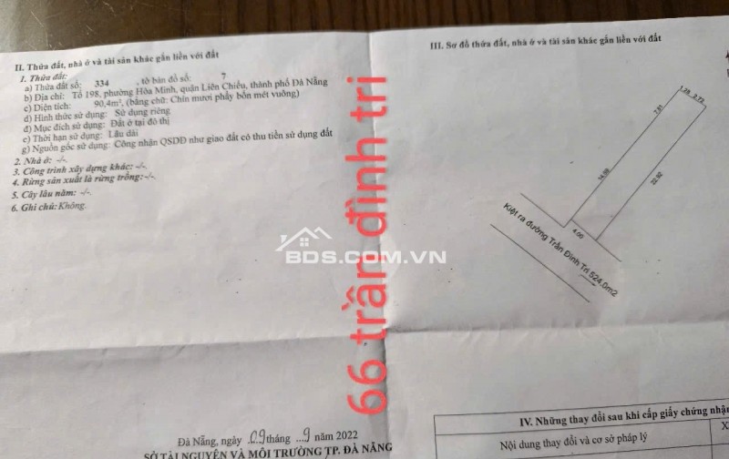 Bán đất kiệt Ô TÔ K64 Trần Đình Tri - Kiệt trước nhà 4m