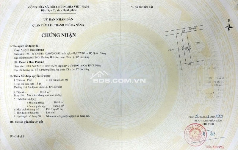 Lô đất Kiệt ô tô 5m K155 TRẦN ĐÌNH NAM thông khu Phước lý