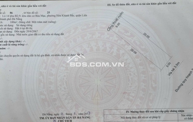 Bán  đất MT  Bàu Mạc 19,P Hoà Khánh Bắc,Quận Liên Chiểu.Đà Nẵng