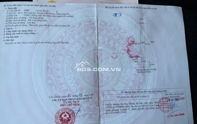 Chính Chủ Bán 500m2 Đất Thổ Cư Mặt Tiền Đường Lớn - Cạnh Dự Án Vinhomes Tại Thị trấn Cần Giuộc