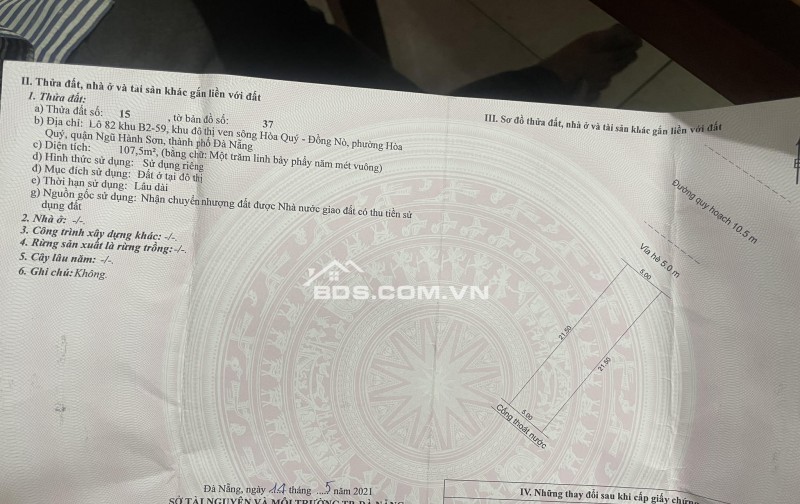 Bán đất nền dự án Nam Hòa Xuân, Ngũ Hành Sơn: 100m², mặt tiền 5m, sổ đỏ chính chủ, hướng Đông, giá chỉ 6.5 tỷ! Gọi ngay 0843222222.