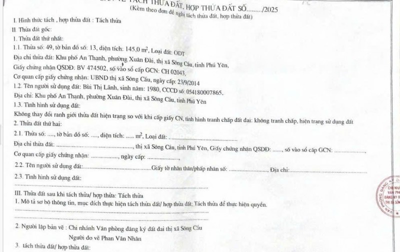 BÁN ĐẤT TẠI SÔNG CẦU PHÚ YÊN, DT 145M2 SHR 1.35 TỶ. LH: 0942908536