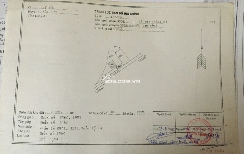 BÁN ĐẤT MẶT TIỀN QUỐC LỘ 1A – ĐỐI DIỆN KHU DESTINO – XÃ MỸ YÊN, BẾN LỨC, LONG AN