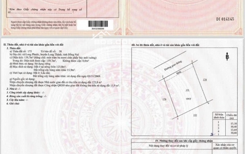 Chỉ Với 1tỷ3 Bạn Đã Có Thể Sở Hữu Ngay Lô Đất Thổ Cư Đẹp- LONG PHƯỚC, LONG THÀNH, ĐỒNG NAI