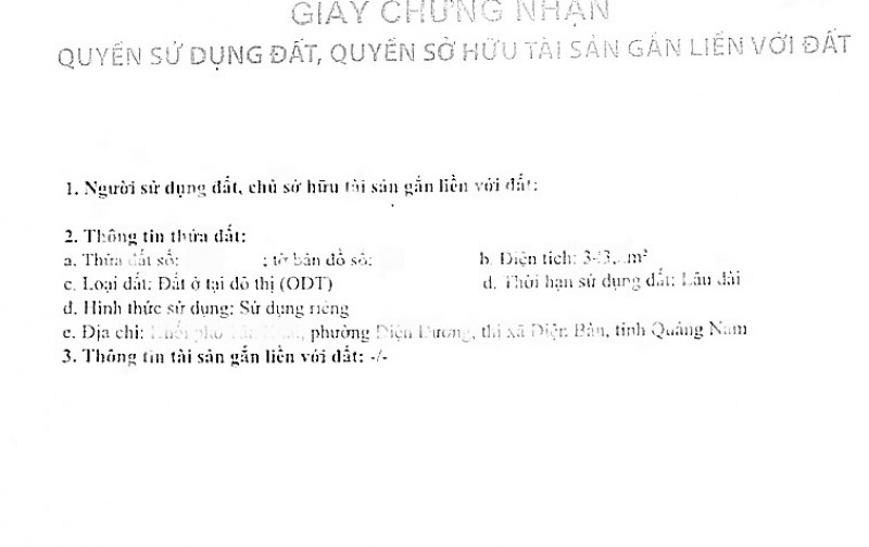 Cần bán gấp giá rẻ trong ngày, đất Đà Nẵng, trung tâm Điện Bàn Đông, gần Phố cổ Hội An, ra biển 5p