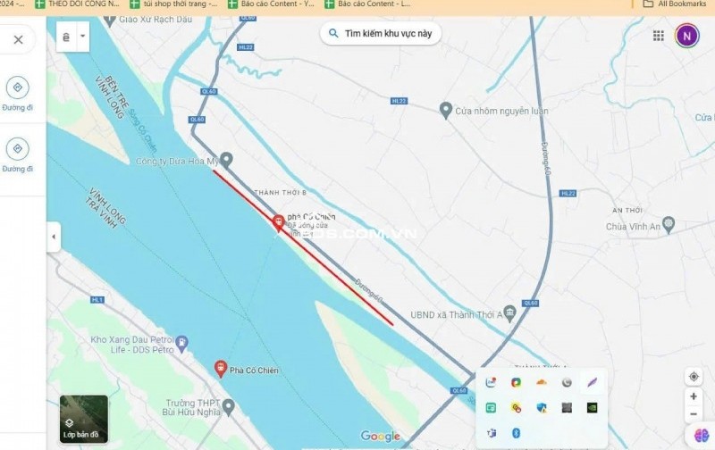 đất mặt tiền quốc lộ 60 cũ tại mõ cày nam – giáp sông, diện tích lớn, tiềm năng cực cao