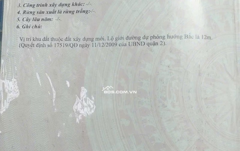 Đất Quận 2 200m2 giá 5,999 tỷ, Số hồng GPXD 5 Tầng