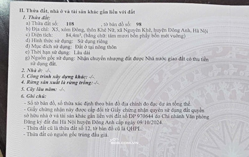 84m x5 thôn đồng nguyên khê - phúc thịnh