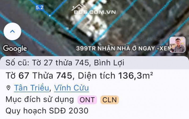 Bán lô đất mặt tiền đường Ông Binh, P. Tân Triều-0909808615