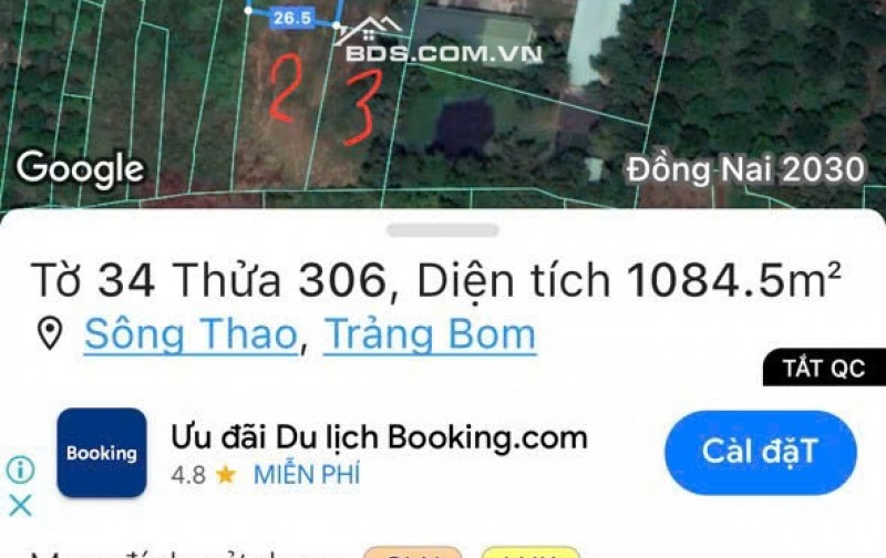 Bán 3 sào đất vuông vức sổ riêng - 500m UBND Sông Thao - Đồng Nai