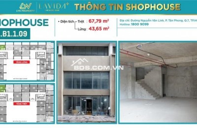 Cho thuê shophouse căn hộ Lavida Plus Quận 7. DT 98m2: 47tr. 110m2: 63,5tr. 140m2: 67tr/tháng
