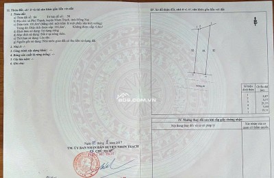 CHÍNH CHỦ BÁN ĐẤT TẠI NHƠN TRẠCH, DT 101.6 M2 (2MT, THỔ CƯ 100%) SHR 3 TỶ. LH:0945589090.