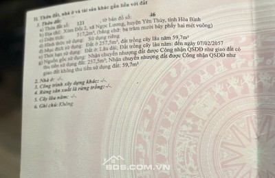 Bán đất thổ cư cạnh trường liên cấp Tiểu Học & THCS Ngọc Lương (Yên Thủy - Hòa Bình)