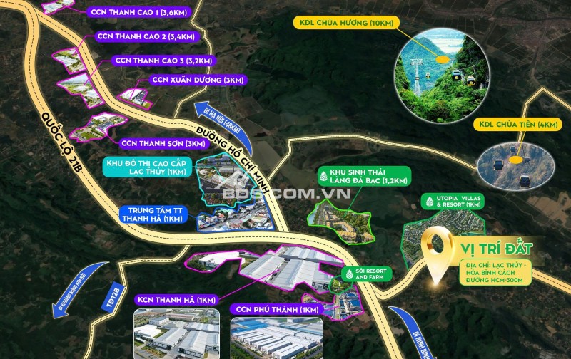 Đầu tư Đất nền F0 giá chỉỈ 385 TRIỆU, dt 55m, mt 5m  tại Lạc Thủy, Hòa Bình