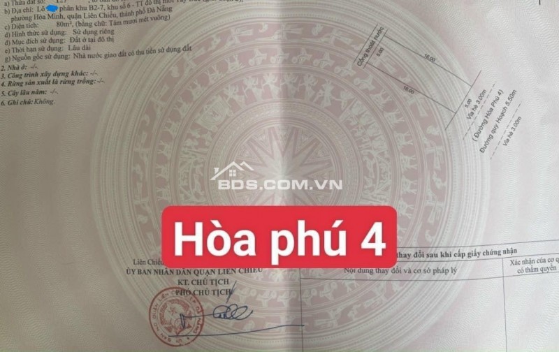 Bán đất sạch đẹp mt đường Hòa Phú 4, Hòa Minh, Liên Chiểu.