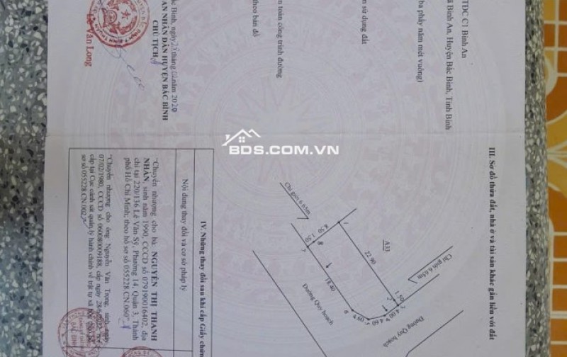 Bán 02 Lô Đất Tại Khu TĐC C1 Bình An, Thôn Bình An, Xã Bình An, Huyện Bắc Bình, Bình Thuận