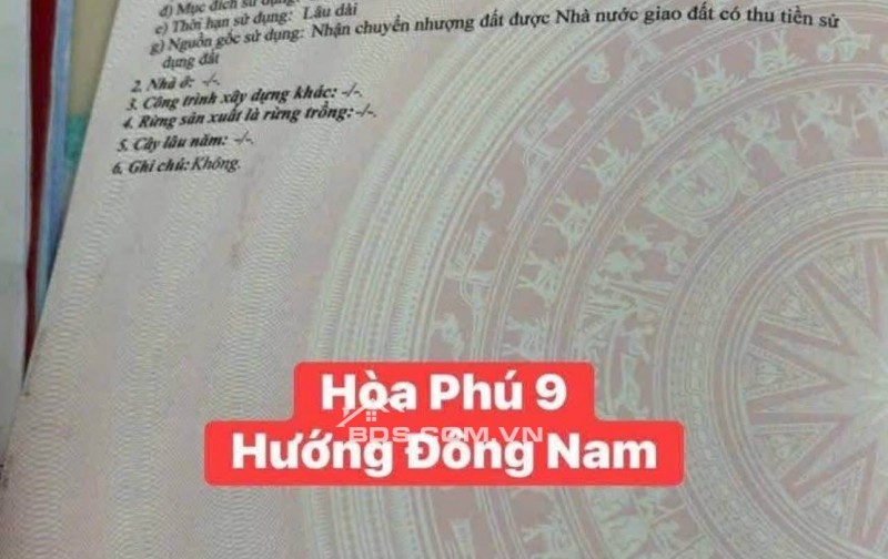 Bán đất Hòa Phú 9 (Gò Nảy 6) - Sát đường Tô Hiệu - Đường 7,5m