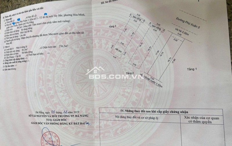 Cần bán nhà 3 tầng MT đường Phú Xuân 5 - Thông Phùng Hưng