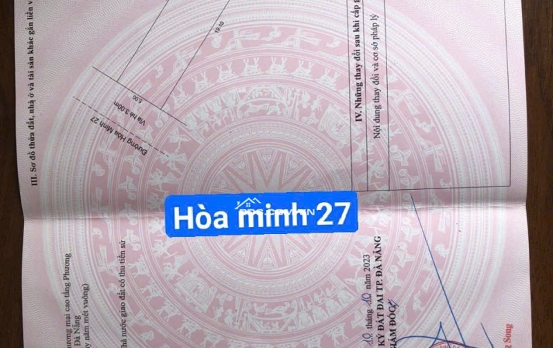 Bán đất đường Hòa Minh 27 - Sát Nguyễn Sinh Sắc