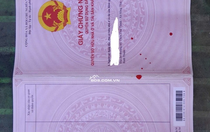 Bán 377,7m2 Đất Mặt Đường Bê Tông Xã Hồng Thái, Huyện Bắc Bình, Bình Thuận