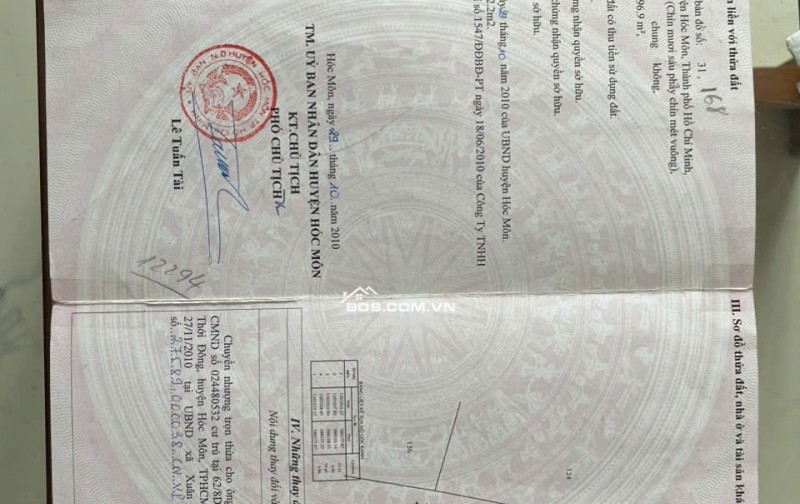 Chính chủ bán nhà 110m2 Dương Công Khi, Hóc Môn – Hẻm xe tải tránh – Giá 3.52 tỷ.