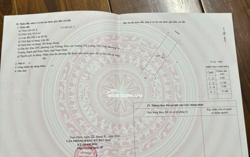 BÁN 2 LÔ ĐẤT LIỀN KỀ KHU ĐÔ THỊ LỘC VƯỢNG 85M2 MẶT 5M GIÁ 3.7 TỶ