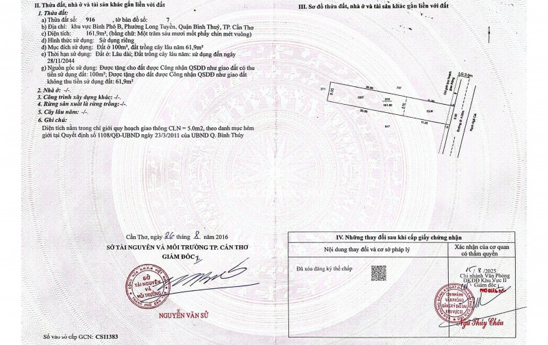 Bán 161,9m² Đất Chính Chủ Tại Khu Vực Bình Phó B, P.Long Tuyền, Q. Bình Thuỷ, TP. Cần Thơ. Giá Chỉ 2 tỷ 650