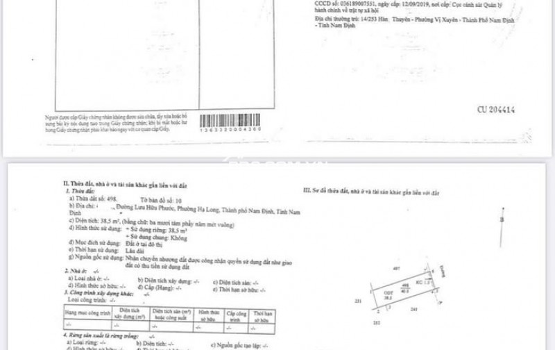 BÁN NHÀ 3.6 TỶ 3 TẦNG 40M2 NGÕ TO NHƯ ĐƯỜNG LƯU HỮU PHƯỚC