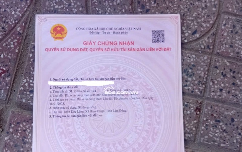 Bán 548m2 Đất Mặt Đường Hàm Phú - Thuận Minh, Thôn Dốc Lăng, Xã Hàm Thuận, Lâm Đồng