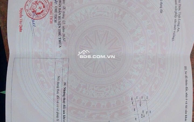 Chính chủ bán đất full thổ cư tại Ấp Bình Cang 2, Xã Thủ Thừa, tỉnh Tây Ninh (giáp phường Long An)