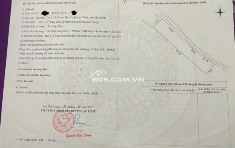 Bán 450m2 Đất Chính Chủ Tại Thôn Rộc Trụ I, Xã Khoan Dụ, Huyện Lạc Thủy, Hòa Bình