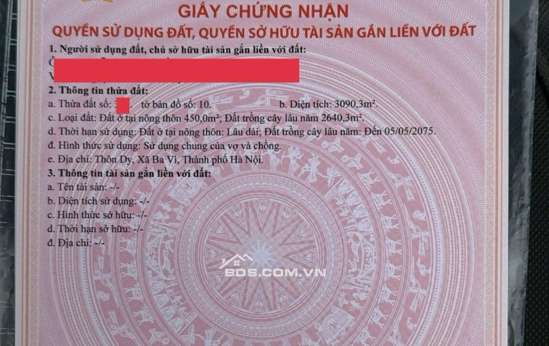 Bán 3093m2 đất mặt đường thôn Dy, Ba Vì, Hà Nội