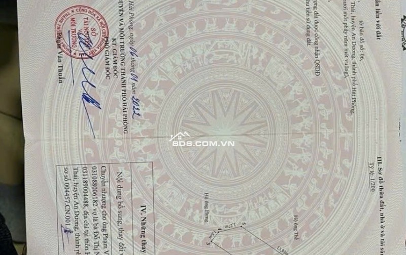 Bán đất 61m2 Kiến Phong Đồng Thái An Dương Hải Phòng