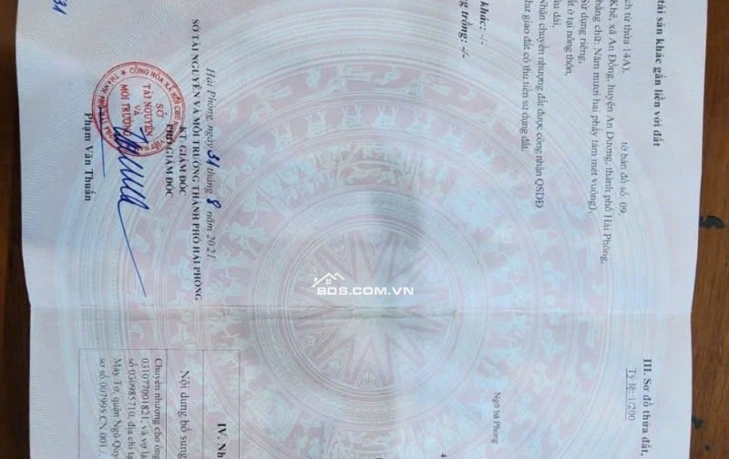 Bán đất 52,8m2 Vĩnh Khê An Dương Hải Phòng