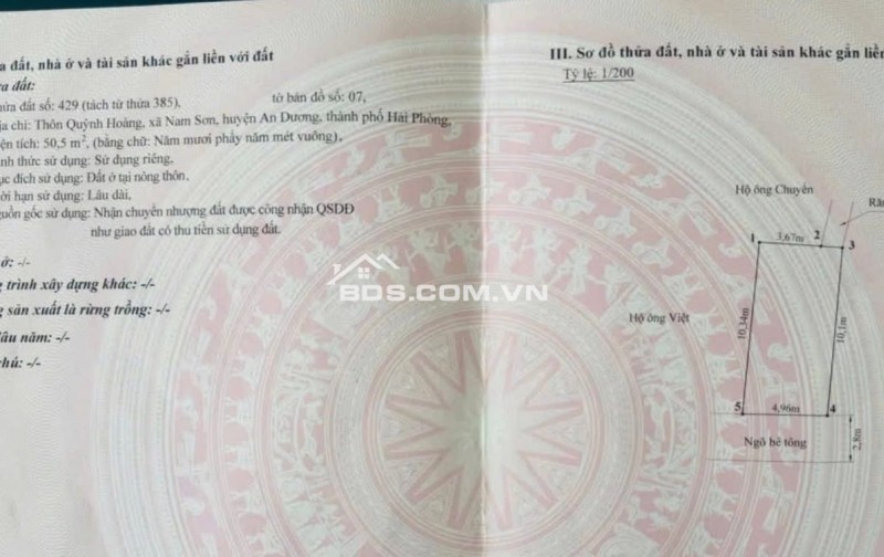 Bán nhà 3 tầng độc lập Quỳnh Hoàng An Dương Hải Phòng