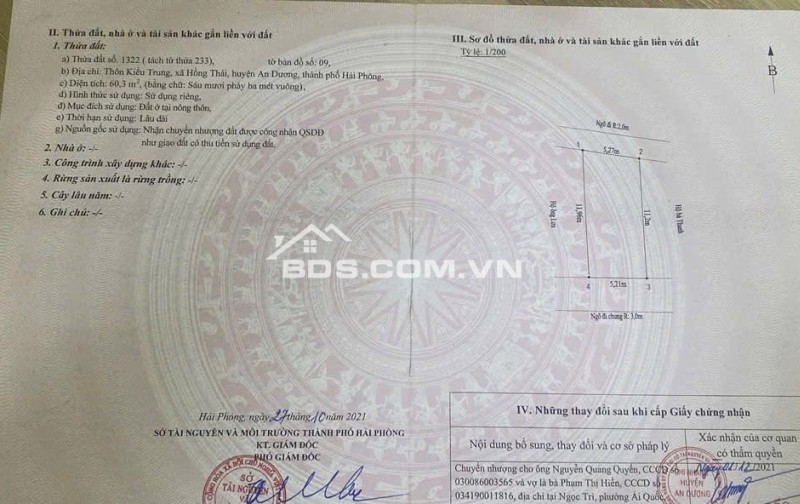 Bán nhà 2 tầng Kiều Trung Hồng Thái An Dương Hải Phòng