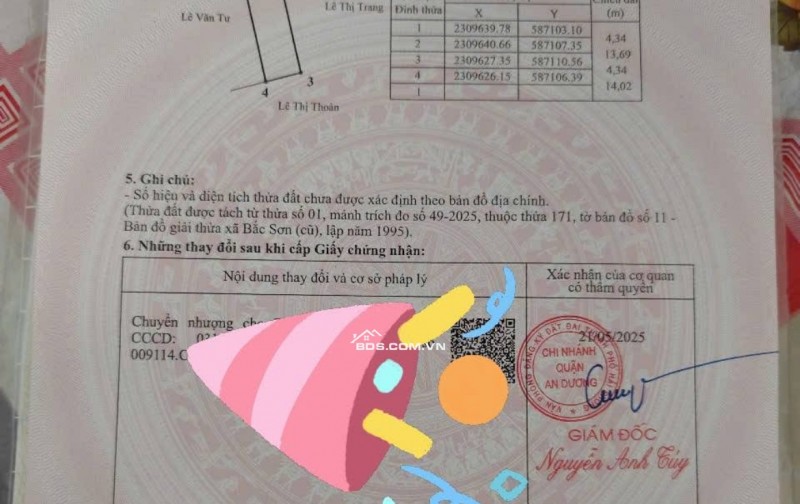 Bán đất 60m2 Thôn 2 Bắc Sơn An Dương Hải Phòng