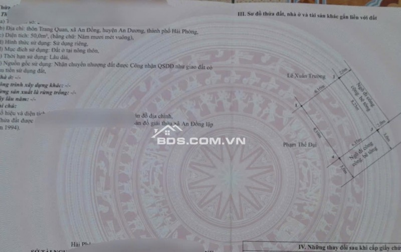 Bán lô góc Trang Quan 3 An Dương Hải Phòng