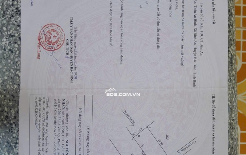 Bán 283,4m2 Đất Thổ Cư Mặt Tiền Quốc Lộ 1A, Thôn 3, Xã Hồng Sơn, Hàm Thuận Bắc, Bình Thuận