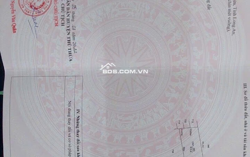 Chính chủ bán đất full thổ cư tại Ấp Bình Cang 2, Xã Thủ Thừa, tỉnh Tây Ninh (giáp phường Long An)