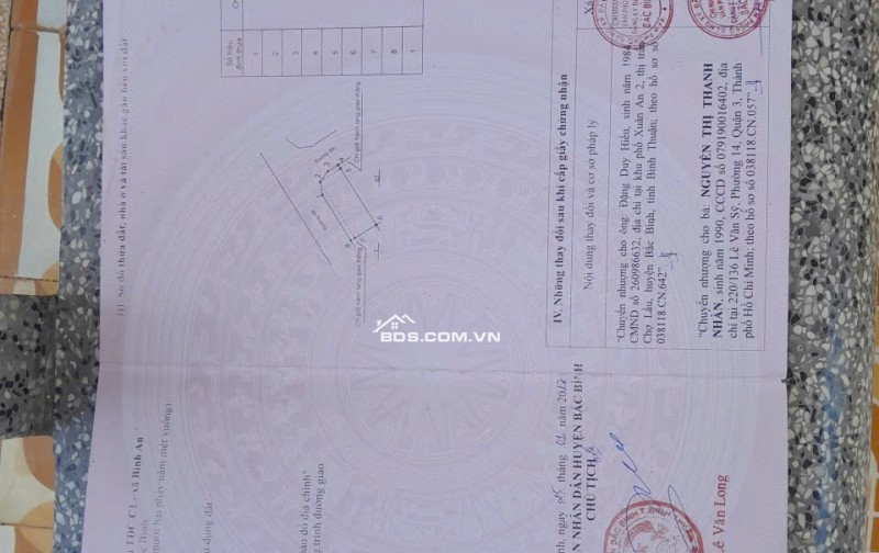 Bán 283,4m2 Đất Thổ Cư Mặt Tiền Quốc Lộ 1A, Thôn 3, Xã Hồng Sơn, Hàm Thuận Bắc, Bình Thuận